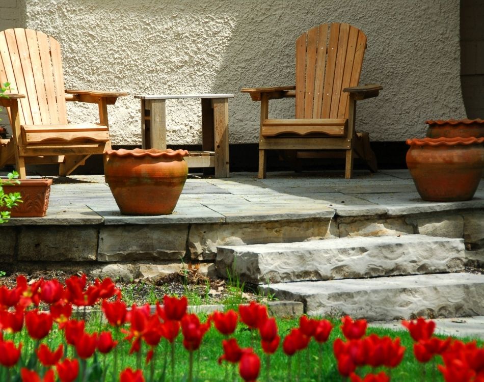 House patio with wooden chairs